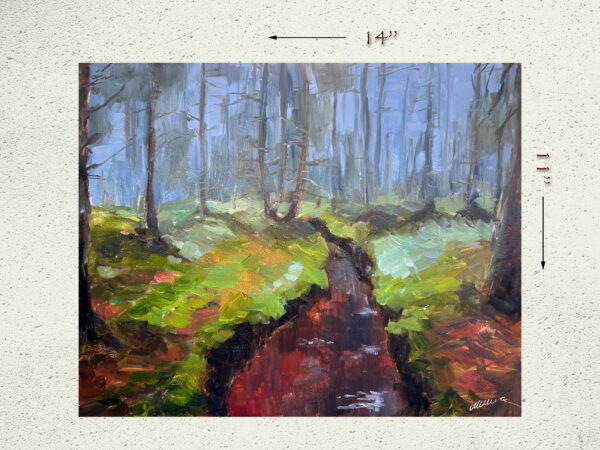 Foggy Forest Painting River Original Oil Landscape Art 11x14 - Image 3