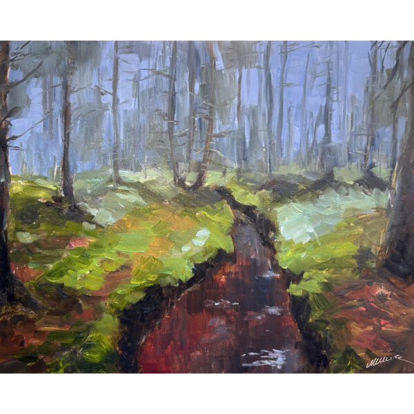 Foggy Forest Painting River Original Oil Landscape Art 11x14