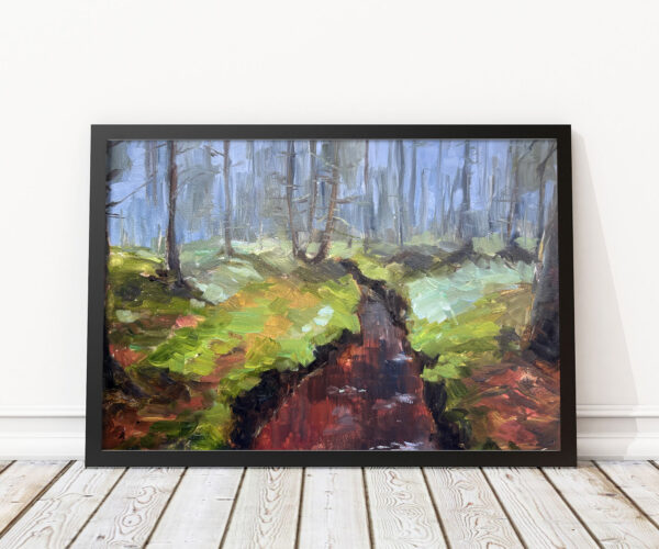 Foggy Forest Painting River Original Oil Landscape Art 11x14 - Image 4