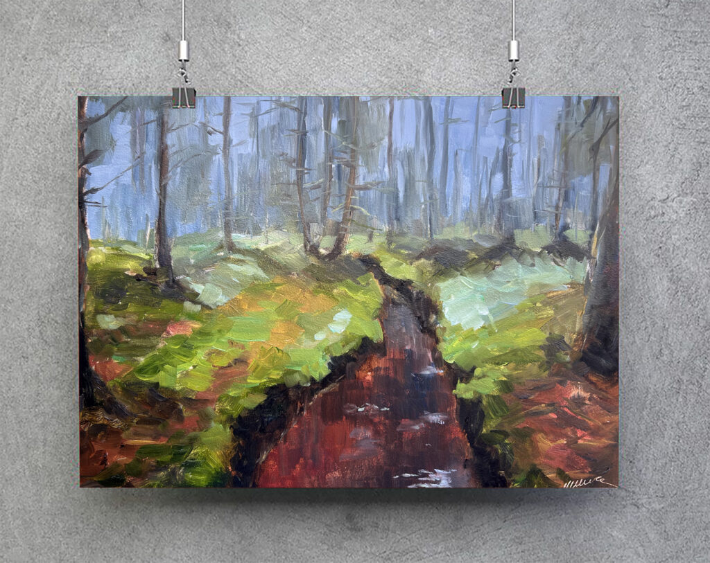 foggy forest painting 